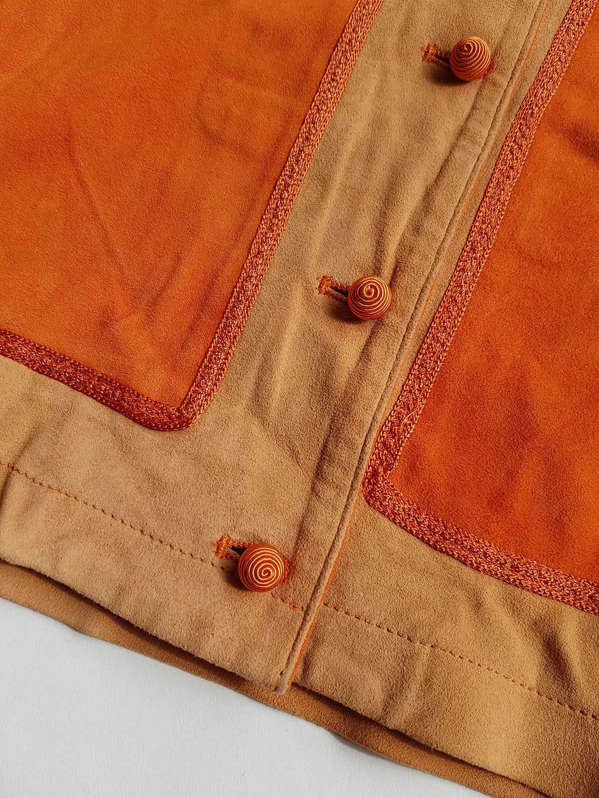 Emporio Armani Tangerine Mini Suit Set - 100% Buttery Soft Suede Leather - Structured & Tailored Two Piece - Jacket & Mini Skirt - Absolute Knockout for Summer / Autumn