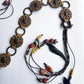 1970s Authentic Vintage Bohemian Tie Choker / Necklace / Belt - Handmade & Only 1 ever made -  100% Genuine Leather with Feathers & Stones - Metal & Wooden Carved Beads  - Ultra Heavy - Gorgeous Greens Ambers and Browns