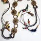 1970s Authentic Vintage Bohemian Tie Choker / Necklace / Belt - Handmade & Only 1 ever made -  100% Genuine Leather with Feathers & Stones - Metal & Wooden Carved Beads  - Ultra Heavy - Gorgeous Greens Ambers and Browns