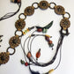 1970s Authentic Vintage Bohemian Tie Choker / Necklace / Belt - Handmade & Only 1 ever made -  100% Genuine Leather with Feathers & Stones - Metal & Wooden Carved Beads  - Ultra Heavy - Gorgeous Greens Ambers and Browns
