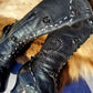 Victorian El Dante Style Ornate Handmade Italian Black Leather Boots - Stevie Nicks Whimsigoth - Intricate Cutouts / Applique / Silver Lacing