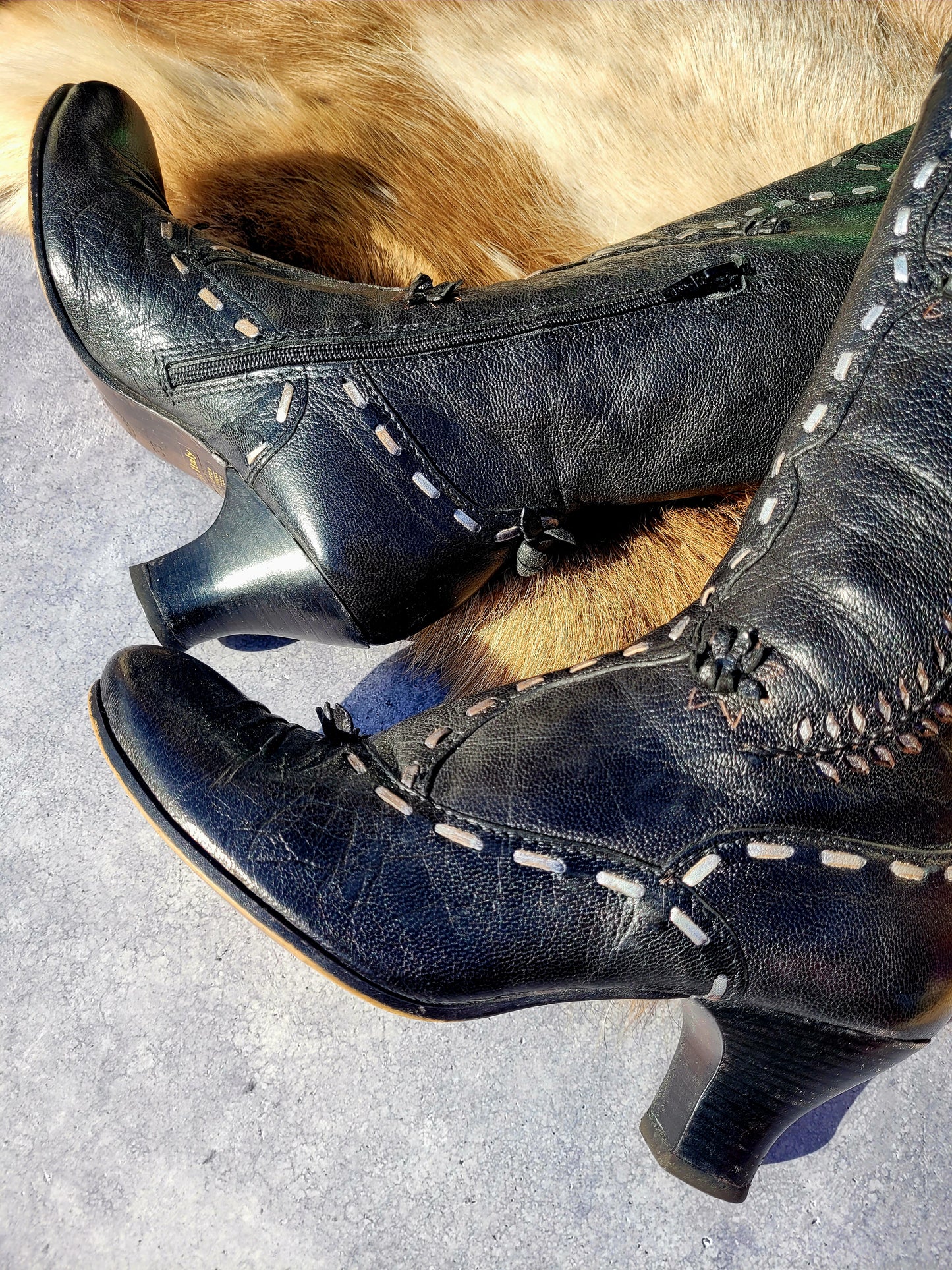 Victorian El Dante Style Ornate Handmade Italian Black Leather Boots - Stevie Nicks Whimsigoth - Intricate Cutouts / Applique / Silver Lacing