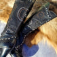 Victorian El Dante Style Ornate Handmade Italian Black Leather Boots - Stevie Nicks Whimsigoth - Intricate Cutouts / Applique / Silver Lacing