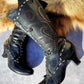 Victorian El Dante Style Ornate Handmade Italian Black Leather Boots - Stevie Nicks Whimsigoth - Intricate Cutouts / Applique / Silver Lacing
