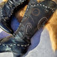 Victorian El Dante Style Ornate Handmade Italian Black Leather Boots - Stevie Nicks Whimsigoth - Intricate Cutouts / Applique / Silver Lacing