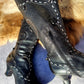 Victorian El Dante Style Ornate Handmade Italian Black Leather Boots - Stevie Nicks Whimsigoth - Intricate Cutouts / Applique / Silver Lacing