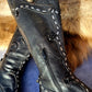 Victorian El Dante Style Ornate Handmade Italian Black Leather Boots - Stevie Nicks Whimsigoth - Intricate Cutouts / Applique / Silver Lacing