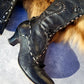 Victorian El Dante Style Ornate Handmade Italian Black Leather Boots - Stevie Nicks Whimsigoth - Intricate Cutouts / Applique / Silver Lacing