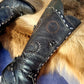 Victorian El Dante Style Ornate Handmade Italian Black Leather Boots - Stevie Nicks Whimsigoth - Intricate Cutouts / Applique / Silver Lacing