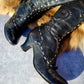 Victorian El Dante Style Ornate Handmade Italian Black Leather Boots - Stevie Nicks Whimsigoth - Intricate Cutouts / Applique / Silver Lacing