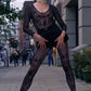 Vivienne Westwood 1992 Boulle Sheer Mesh Black Bodysuit S/S 1992 Salon Collection documented archival piece - Size M