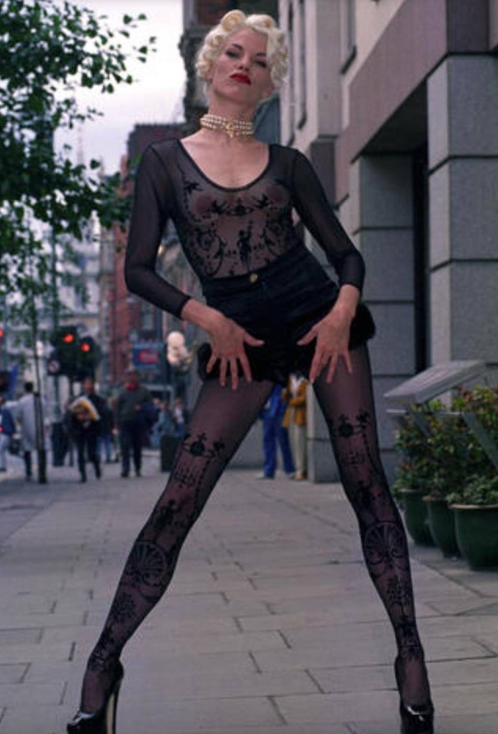 Vivienne Westwood 1992 Boulle Sheer Mesh Black Bodysuit S/S 1992 Salon Collection documented archival piece - Size M