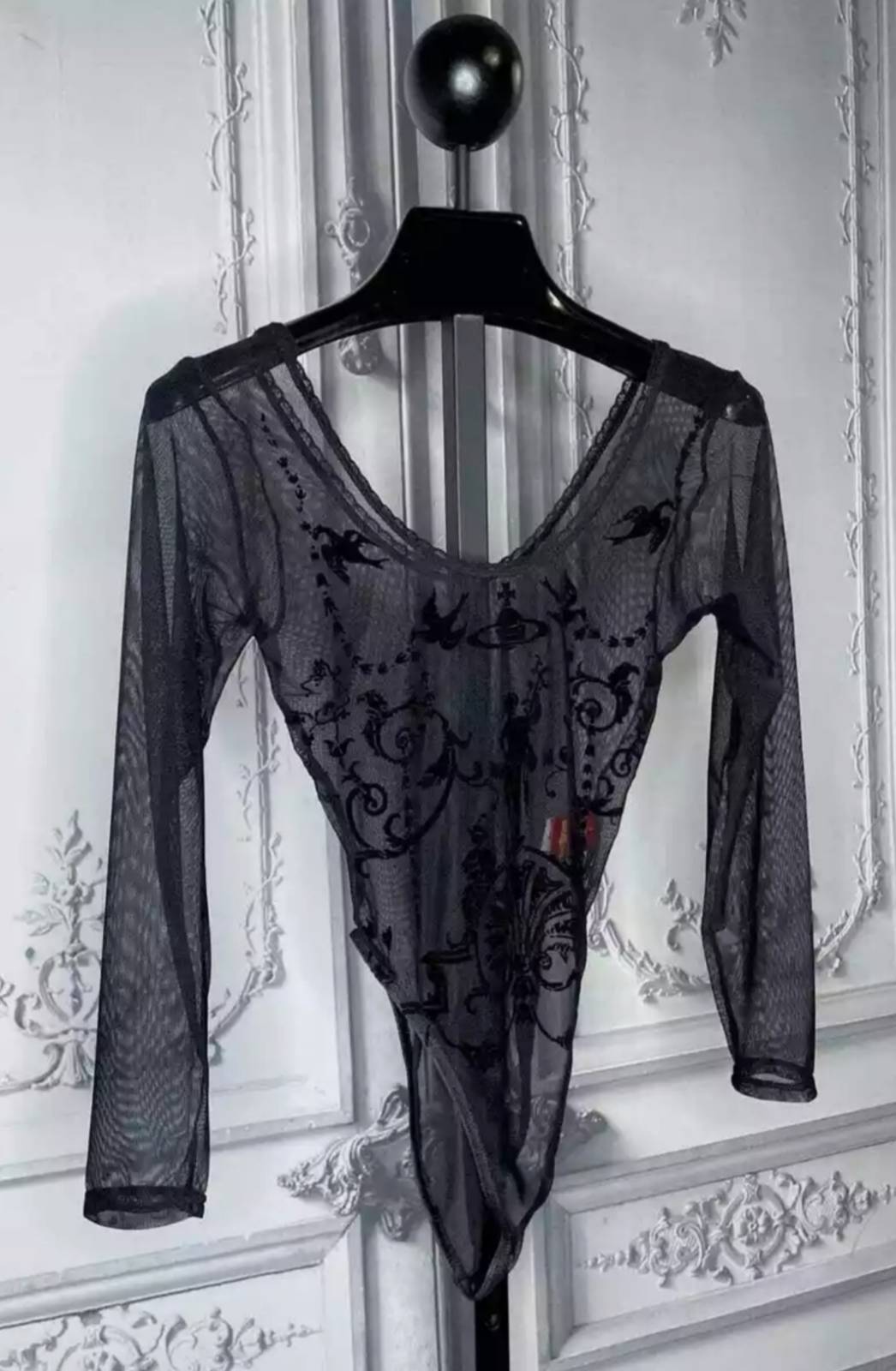 Vivienne Westwood 1992 Boulle Sheer Mesh Black Bodysuit S/S 1992 Salon Collection documented archival piece - Size M