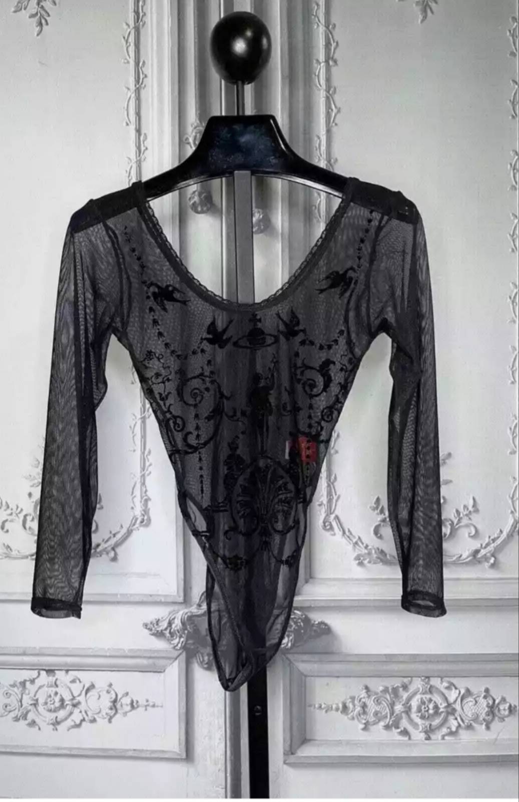 Vivienne Westwood 1992 Boulle Sheer Mesh Black Bodysuit S/S 1992 Salon Collection documented archival piece - Size M